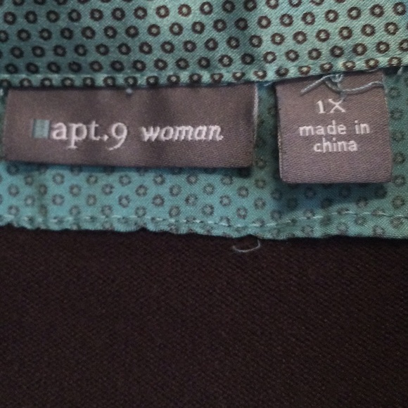 Apt. 9 Sweater/Blouse with belt, brown/turquoise, size 1X - Picture 4 of 7